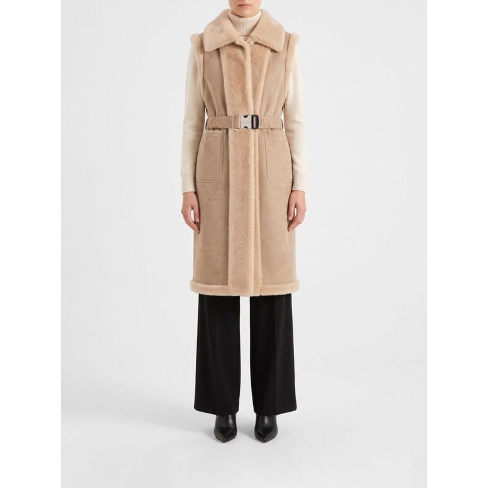 Liu Jo Women Long Faux Fur Robe Gilet Liu Jo With Belt